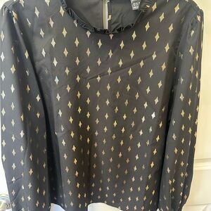 SHEIN Black Embellished Boxy Blouse with Peter Pan Collar